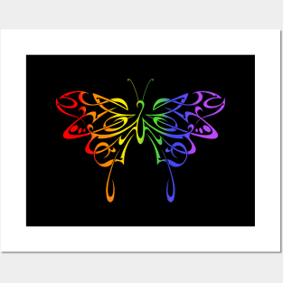 Tribal butterfly (rainbow) Posters and Art